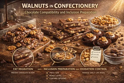 Walnuts in Confectionery: Chocolate Compatibility and Inclusion Preparation - Walnut Industrial Applications — Atlas Global Trading Co.